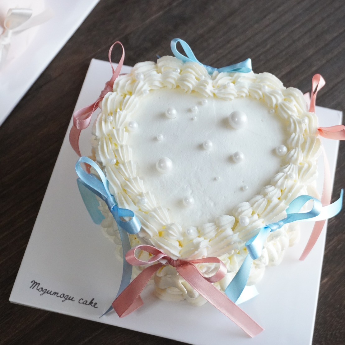 心型性別擠花緞帶蛋糕